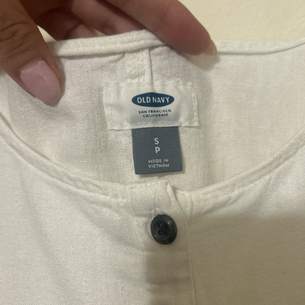 Old Navy White Linen Blend Button Front Sleeveless Midi Dress with Pockets - Picture 2 of 8